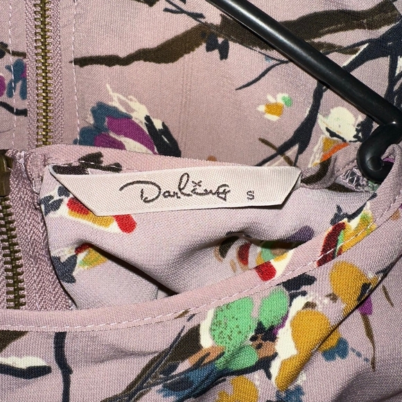 Women's Darling Floral Print Dress Size Small Zipper Back Mauve Tunic - Picture 6 of 8